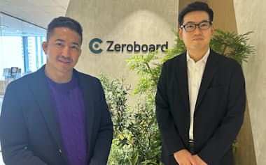 ゼロボードの渡慶次道隆社長㊧とAddedの神垣耕一社長