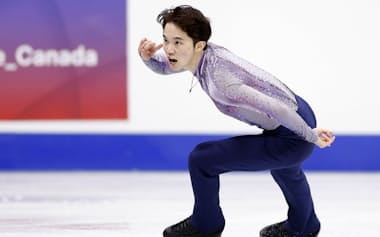 男子SPで2位の友野一希(1日、サスカトゥーン)=共同