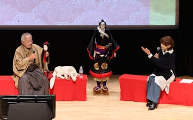 「文楽と漫画の交差点―人形の造形と表現―」をテーマに桐竹勘十郎㊧とヤマザキマリが対談した