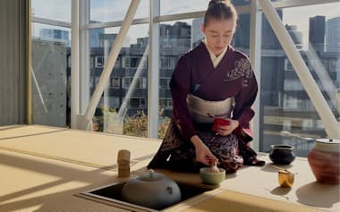 THE MATCHA TOKYO原宿店の茶室(4日、東京都渋谷区)