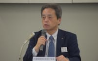 記者会見するJR九州の古宮洋二社長(5日、福岡市)