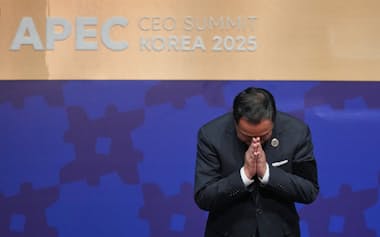 タイのアヌティン首相はカンボジアとの国境紛争に関する失言が批判されている(10月末、韓国・慶州)=AP