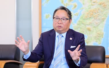 九経連の池辺和弘会長は半導体産業集積に向けた特区整備に「スピード勝負で取り組みたい」と話す