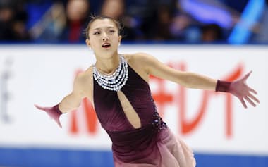 女子フリー 演技する坂本花織=東和薬品ラクタブドーム