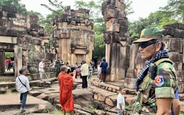 タイとカンボジアの戦闘拡大のきっかけとなる銃撃戦が起きた係争地の「タムアントム寺院」(6月下旬)