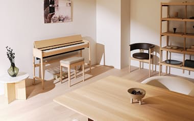 「インテリアの主役」として販促するローランドのピアノ