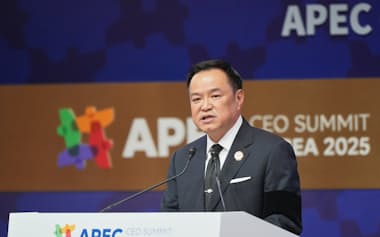 タイのアヌティン首相はカンボジアへの強硬姿勢を鮮明にしている(10月末、韓国・慶州)=AP