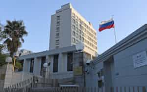 在日ロシア大使館(8日、東京都港区) 在日ロシア大使館(8日、東京都港区)