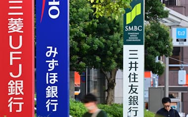 3メガバンクの看板