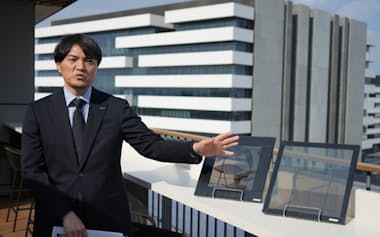 実証実験について説明するパナソニックHDの金子幸広・技術開発部部長(14日、大阪府門真市)