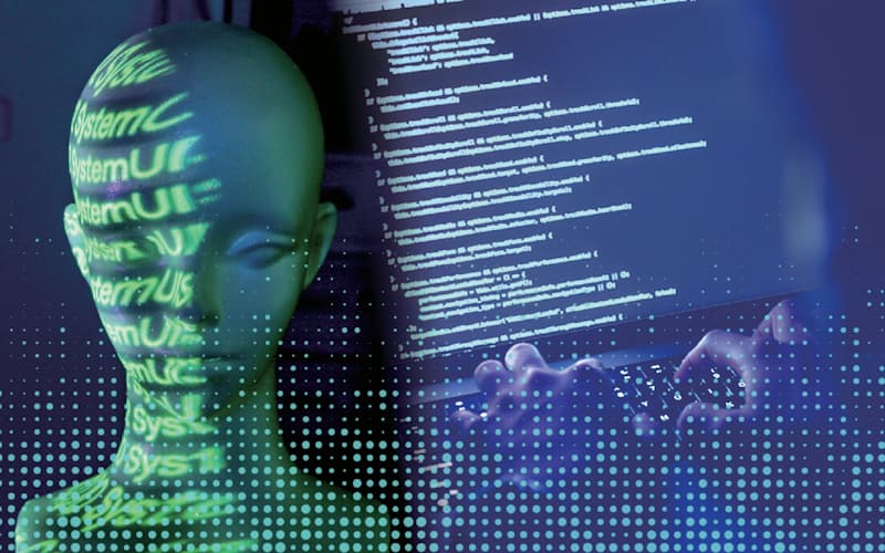 サイバー攻撃はAIで自動化していく恐れがある=NIKKEI montage サイバー攻撃はAIで自動化していく恐れがある=NIKKEI montage