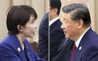 高市首相(左)と習近平国家主席の会談からわずか2週間で日中関係は暗転した=10月31日、韓国・慶州(代表撮影・共同)