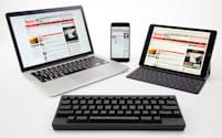 パソコンやタブレット、スマホで1つのキーボードが使い回せるのが魅力