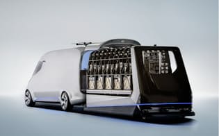 車体上部にドローンの発着機能を備える完全自動配送トラックのコンセプトカー「 The Vision Van 」（出所:Daimler）