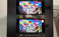 「Xperia XZ Premium」（上）は「Xperia Z5 Premium」（下）に続く4Kディスプレイの採用だが、新たにHDRに対応したことで、より明暗がはっきりし、立体感のある映像を実現できるようになった