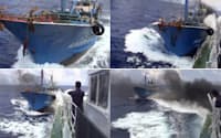 「みずき」に衝突したとみられる中国漁船のユーチューブ映像