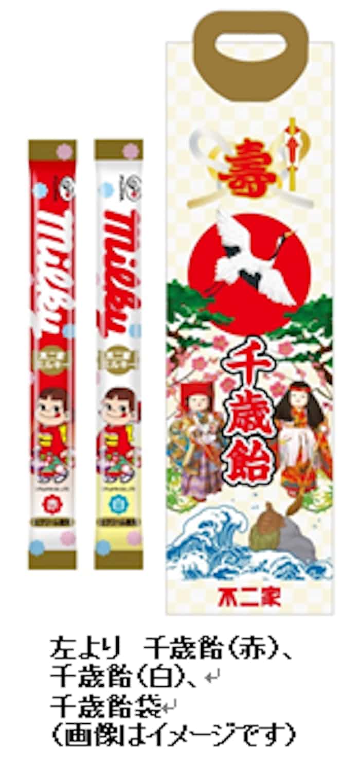 不二家 千歳飴 赤 白 と 千歳飴袋 および ミルキーミニ千歳飴袋 を発売 日本経済新聞