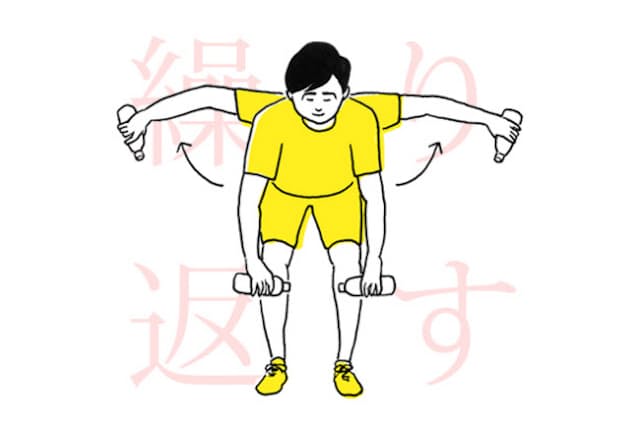 二の腕が引き締まるだけでなく、「投げる」「打つ」といった腕を振り回す動きも強化できるトレーニングとは？（イラスト　平井さくら）
