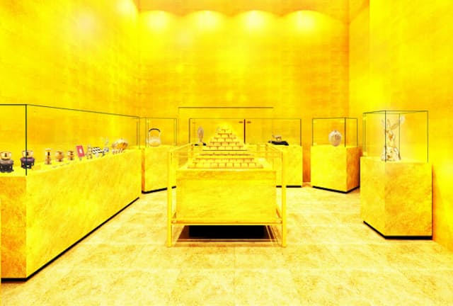 テンボスコインの価値を裏付ける純金などを展示する「黄金の館」のイメージ＝ハウステンボス提供