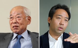 インターネットイニシアティブ（IIJ）の鈴木幸一会長兼CEO（左）と、フォースバレー・コンシェルジュの柴崎洋平社長