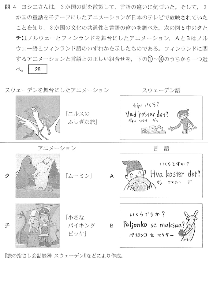 ムーミン出題 地理知識で解ける 入試センター 日本経済新聞 ムーミン出題 地理知識で解ける 入試センター 日本経済新聞
