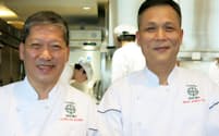 「添好運（ティム・ホー・ワン）」オーナーのMak Kwai Pui（マック・クワイ・プイ）シェフ（右）とパートナーのLeung Fai Keung（レウン・ファイ・クゥン）シェフ