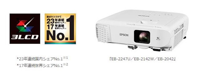 エプソン 中 大会議室 教室などに対応するビジネスプロジェクター Eb 2247u など3機種を発売 日本経済新聞
