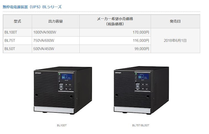 オムロン 期待寿命10年のリチウムイオンバッテリを搭載した無停電電源装置 Ups Blシリーズ を発売 日本経済新聞
