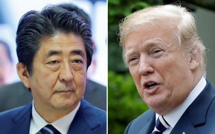 2017年1月にトランプ政権が発足してから、安倍首相(左)と2人の首脳会談は7回目になる=ロイター 2017年1月にトランプ政権が発足してから、安倍首相(左)と2人の首脳会談は7回目になる=ロイター