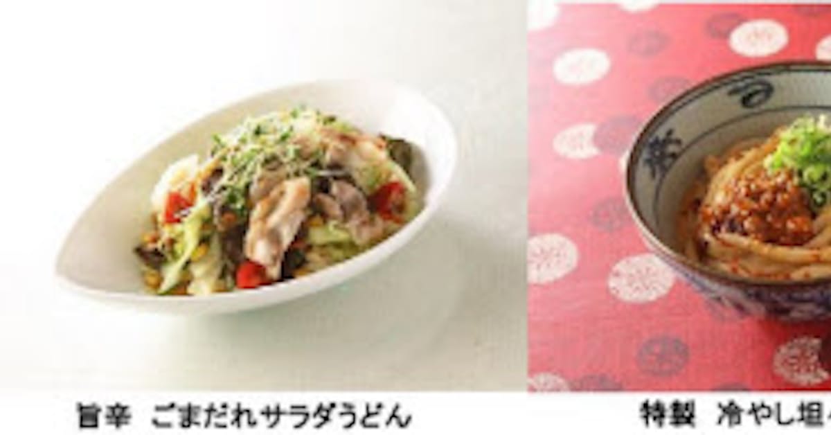 フォーシーズ 宮武讃岐うどん で 旨辛 ごまだれサラダうどん と 特製 冷やし坦々うどん を期間限定発売 日本経済新聞