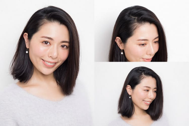 分け目の白髪やアホ毛隠す かきあげ前髪ヘア 作り方 Nikkei Style 分け目の白髪やアホ毛隠す かきあげ前髪ヘア 作り方 Nikkei Style