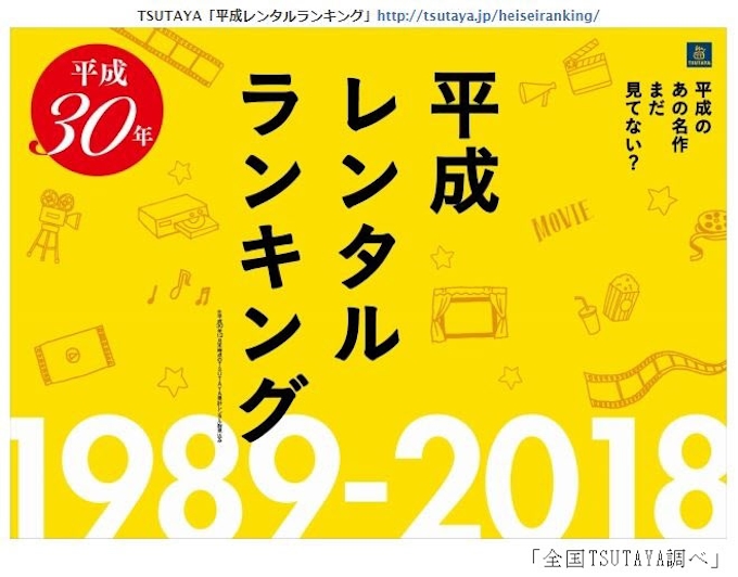 Tsutaya 平成レンタルランキング を発表 日本経済新聞