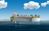 名取市・閖上では、船の「へさき」のような構図物で津波から町を守る案が浮上している（SAKO建築設計工社提供）