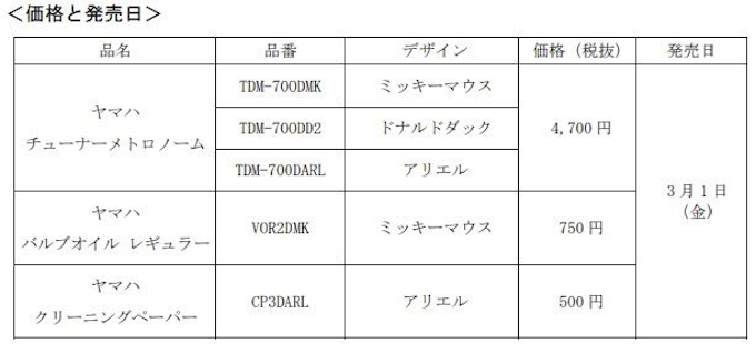ヤマハ ディズニーデザインの管楽器アクセサリー ヤマハ チューナーメトロノーム など数量限定発売 日本経済新聞