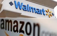 ウォルマートとアマゾンは互いの本丸である店舗やネット通販で激しく競い合っている=ロイター