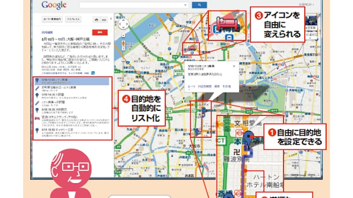 出張に便利 道順 書き込み スマホで共有 日本経済新聞