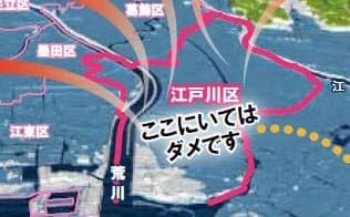 東京都江戸川区の水害ハザードマップ表紙より。区内に浸水の恐れがある場合は、「ここにいてはダメです」と明記し、議論を呼んでいる（資料：江戸川区）