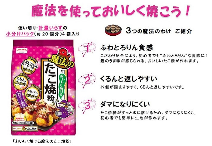 昭和産業 魔法シリーズ の新商品 おいしく焼ける魔法のたこ焼粉 を発売 日本経済新聞