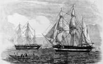 ジョン・フランクリン卿の遠征隊が英国を出港した1845年当時、テラー号とエレバス号は最新鋭の軍艦だった（PHOTOGRAPH BY ILLUSTRATED LONDON NEWS, GETTY）
