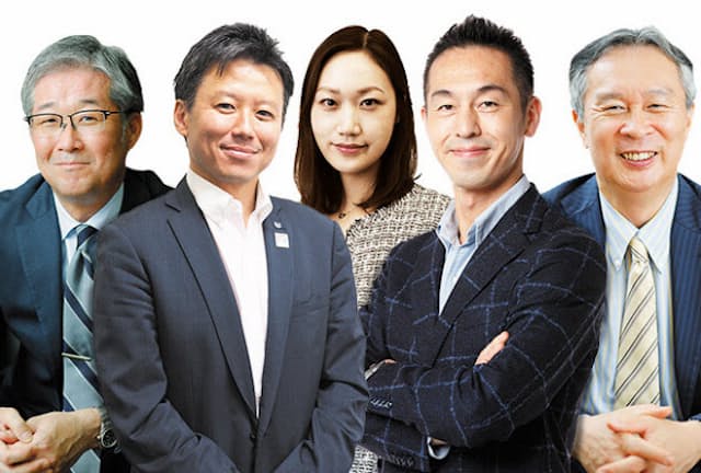 左から日本生命保険の今井孝之、キヤノンの橋本大介、サイバーエージェントの石田裕子、曽山哲人、カゴメの有沢正人の各氏
