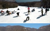 クロスプロジェクトグループが運営する白馬さのさかスキー場（上）。中国・北京の静之湖スキー場も運営している（下）