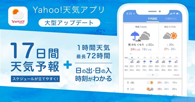 ヤフー Yahoo 天気 アプリが天気予報の期間を8日間から17日間に延長 日本経済新聞