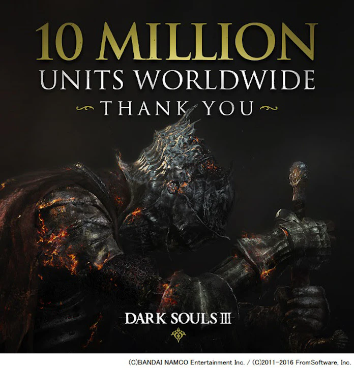 バンダイナムコとフロム ソフトウェア 共同開発した Dark Souls Iii が世界販売本数1 000万本を突破 日本経済新聞 バンダイナムコとフロム ソフトウェア 共同開発した Dark Souls Iii が世界販売本数1 000万本を突破 日本経済新聞