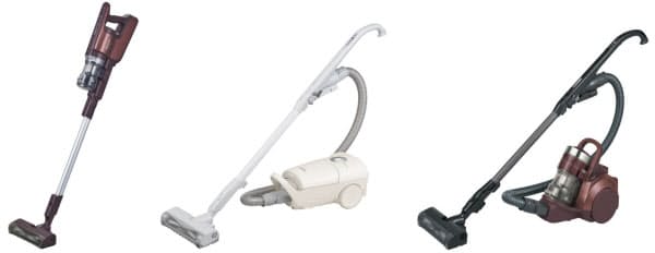 パナソニックの掃除機。左から「MC-SBU840K」「MC-JP830K」「MC-SR580K」(出所:パナソニック)