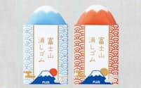 19年7月に限定発売された「青富士」と「赤富士」。2層の樹脂で構成されており、消しゴムをバランス良く使っていくことで富士山のような姿が現れる