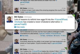 ビル・ゲイツ氏は、ツイッターでハンプトン・クリーク・フーズを「未来の食品」と紹介した