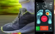 図5 Heapsylonが開発した「Sensario Fitness」。底部に圧力センサーを搭載し、歩数、速度、移動距離、カロリー消費量のほかに、走行ペース、接地方法、体重移動などの状態を測定する(図:Heapsylon)