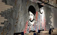 アロフト東京銀座のオールデイダイニングは、英国人アーティストによる壁一面のアートが目を引く
