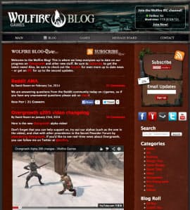 ウルフファイヤーゲームズの更新情報を伝えるブログ。画面下方が開発途中のゲームの映像