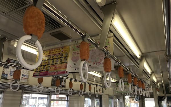 関東鉄道竜ケ崎線名物の「コロッケトレイン」は、龍ケ崎コロッケへのオマージュだ

